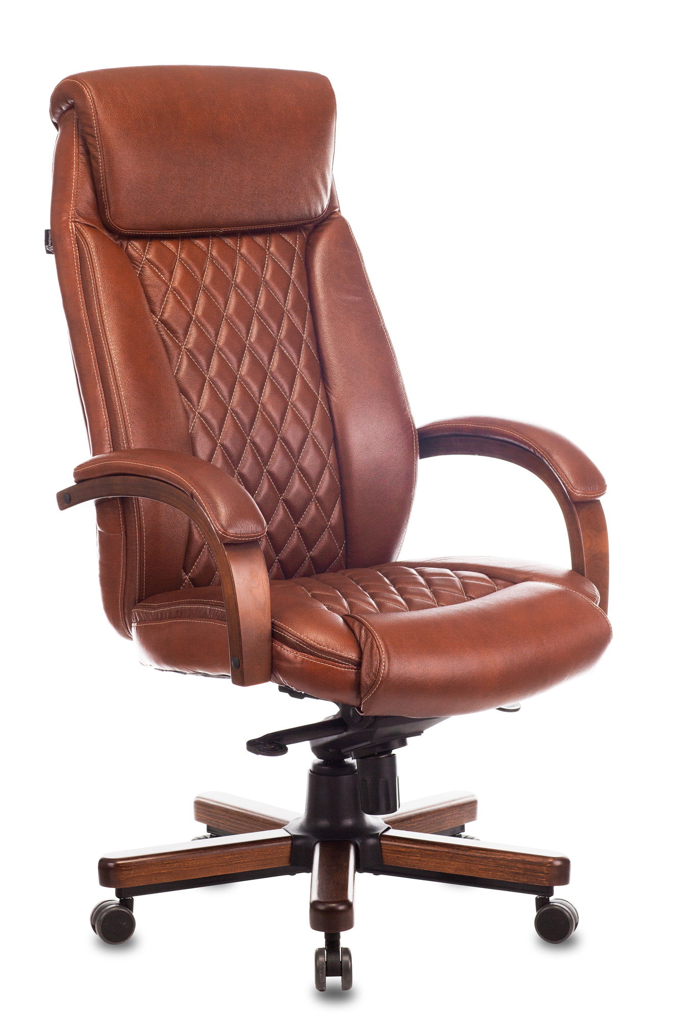Кресло руководителя Бюрократ T-9924 WALNUT светло-коричневый Leather Eichel кожа